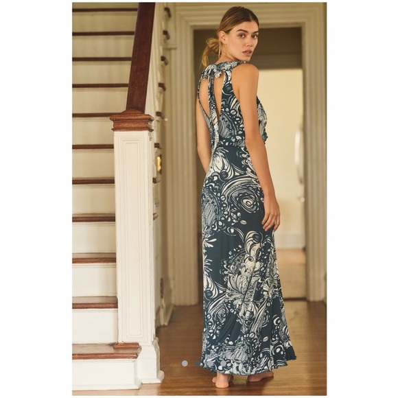 New Anthropologie Plunge V-Neck Ruffle A-Line Dress summer size small anthro - Picture 1 of 5